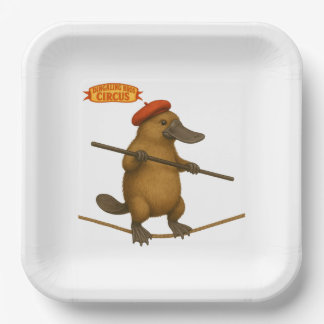 Platypus on a tightrope paper plate
