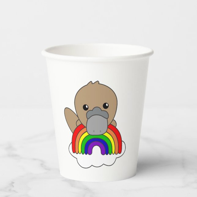 Platypus Rainbow Cute Animals Colourful Paper Cups (Front)