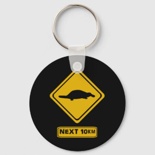 platypus road sign keychain