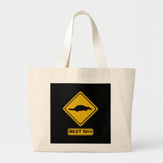 platypus road sign large tote bag (Front)