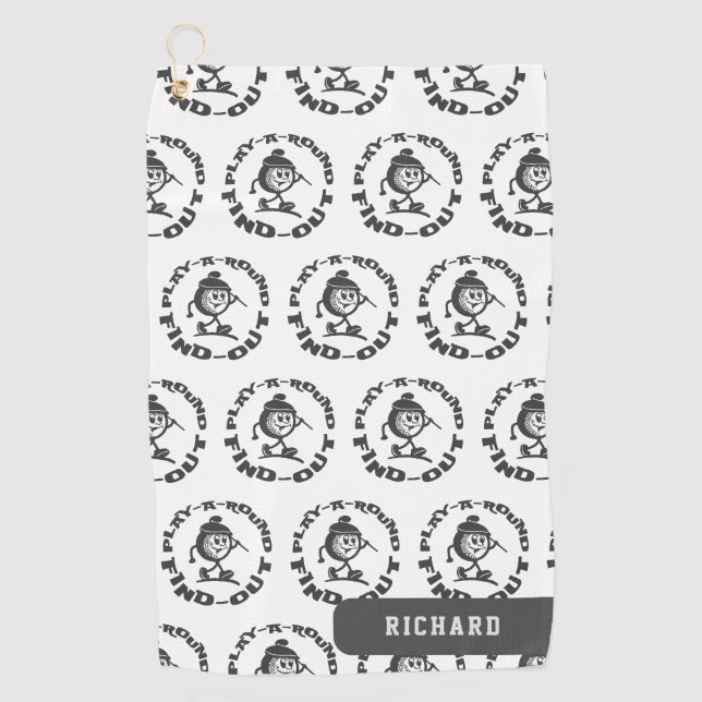 Play Around Find Out Pattern Custom Name Golfer Golf Towel (Front)