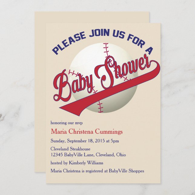 Play Ball Baseball Baby Shower Invitation (Front/Back)