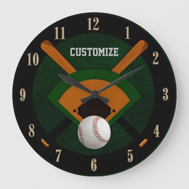 Play Ball Baseball Large Clock (Front)