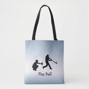 Play Ball Blue Baseball Sports Tote Bag