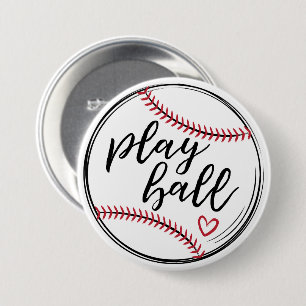 Play Ball Doodle Baseball Graphic, GraphicLoveShop 3 Inch Round Button