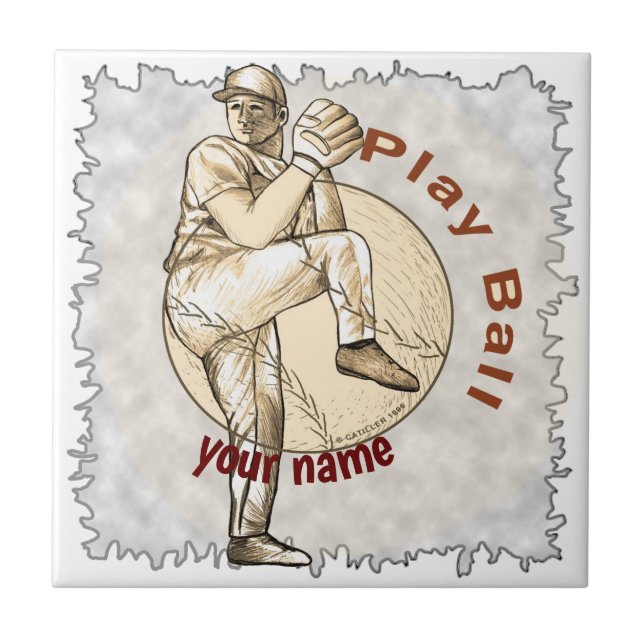 Play Baseball Pitcher  Tile (Front)