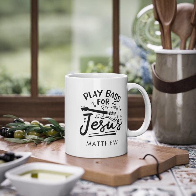 Play Bass Guitar For Jesus Christian Personalized  Coffee Mug (Creator Uploaded)