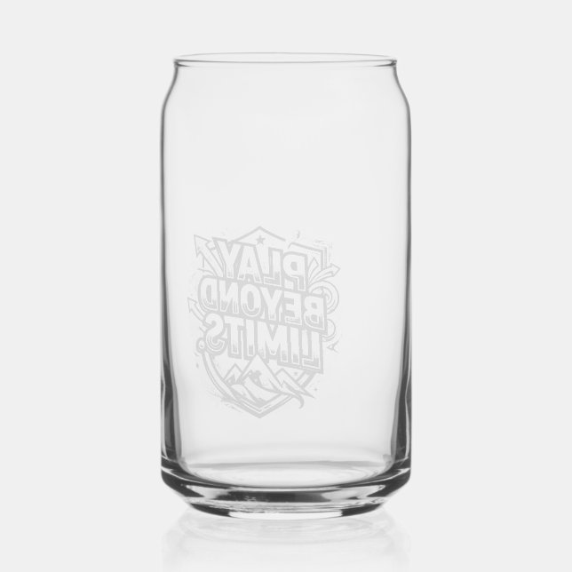 Play Beyond Limits – Minimal Motivational Typograp Can Glass (Front)