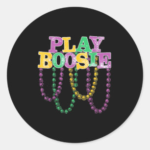 Play boosie beads mardi gras carnival louisiana ne classic round sticker