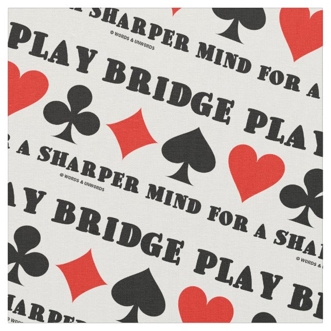 Play Bridge For A Sharper Mind Four Card Suits Fabric (Close Up)