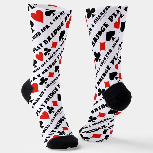 Play Bridge For A Sharper Mind Four Card Suits Socks (Angled)