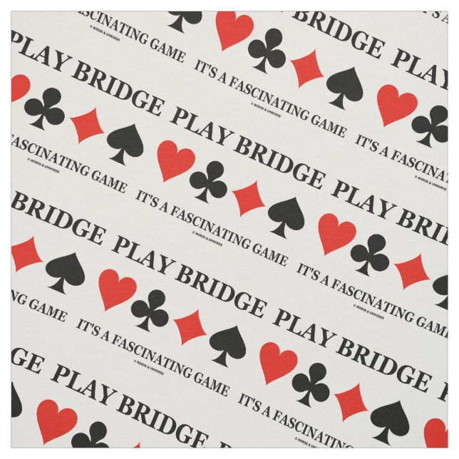 Play Bridge It's A Fascinating Game (Card Suits) Fabric (Swatch)