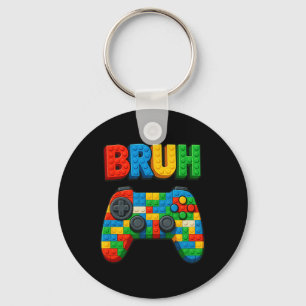 Play Building Blocks Bruh Saying Funny Gamer Boys Keychain