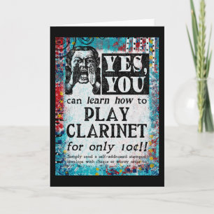 Play Clarinet - Funny Vintage Ad Card
