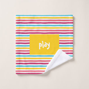 "play" Colourful Striped Candy Funny Wash Cloth