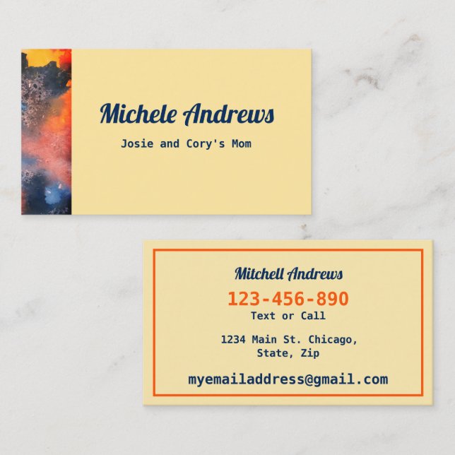 Play Date Mom Card Cards Colour Text (Front/Back)