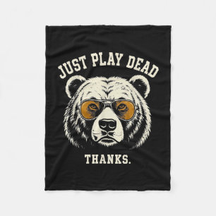 Play dead thanks funny grizzly bear wearing fleece blanket