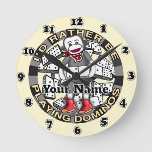 Play Dominos  ornament Round Clock
