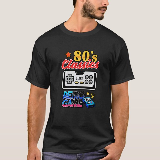 Play Game 80's Classic Controller Retro Game Graph T-Shirt (Front)