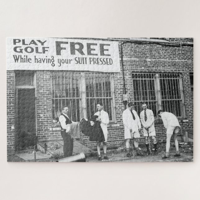 Play Golf Free (While Having Your Suit Pressed) Jigsaw Puzzle (Horizontal)