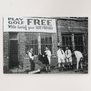 Play Golf Free (While Having Your Suit Pressed) Jigsaw Puzzle