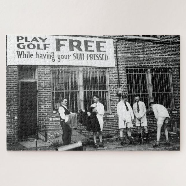 Play Golf Free (While Having Your Suit Pressed) Jigsaw Puzzle (Horizontal)
