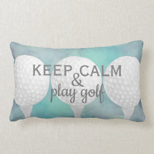 play golf quote for golfers blue and white lumbar pillow