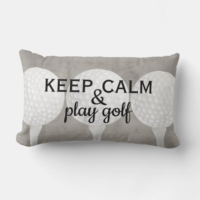 play golf quote for golfers grey and white lumbar pillow (Front)