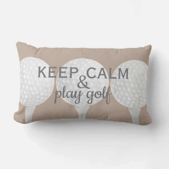 play golf quote for golfers tan and white lumbar pillow (Front)