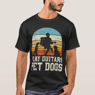 Play Guitars Pet Dog Retro Music Guitarist Animal  T-Shirt