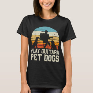 Play Guitars Pet Dog Retro Music Guitarist Animal  T-Shirt