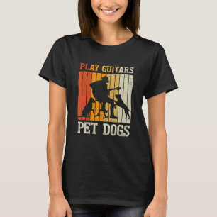 Play Guitars Pet Dog Retro Music Guitarist Animal T-Shirt