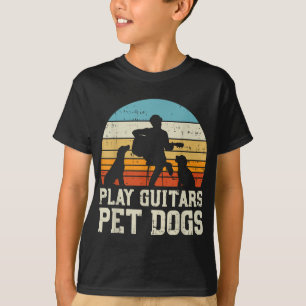 Play Guitars Pet Dog Retro Music Guitarist Animal T-Shirt