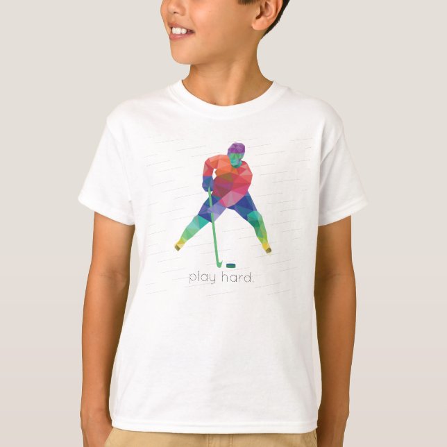 Play Hard Hockey Origami T-Shirt (Front)