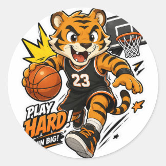 PLAY HARD WIN BIG TIGER BASKETBALL STICKER