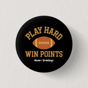 Play Hard, Win Points  Retro Game Day Sports  1 Inch Round Button