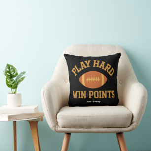 Play Hard, Win Points  Retro Game Day Sports  Throw Pillow