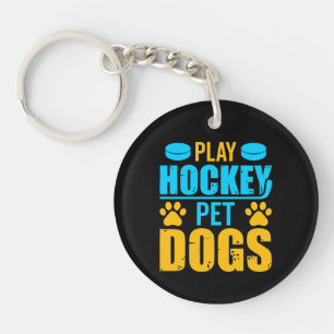 Play Hockey Pet Dogs Keychain