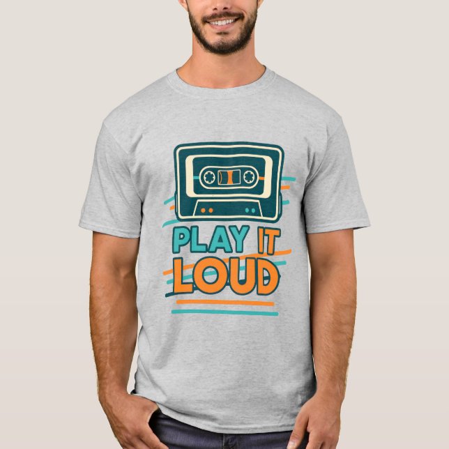 Play it loud retro cassette bold design T-Shirt (Front)
