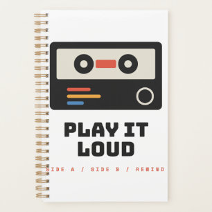 Play It Loud Retro Cassette Music Gold Spiral Plan Planner