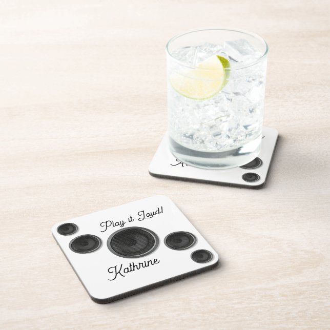 Play it Loud Speakers White Coaster (Right Side)