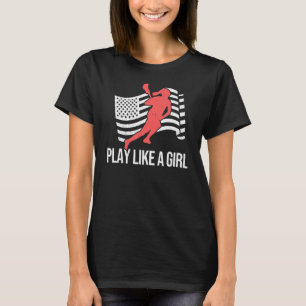 Play Like A Girl USA Lax Player American Flag Wome T-Shirt