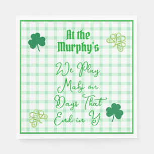 Play Mahjong Days End Y Watercolor Shamrocks Napkin