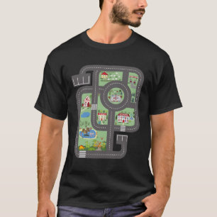 Play Mat Race Car Track On Dad With Dinosaurs T-Shirt