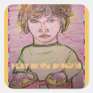 play more bongos square sticker