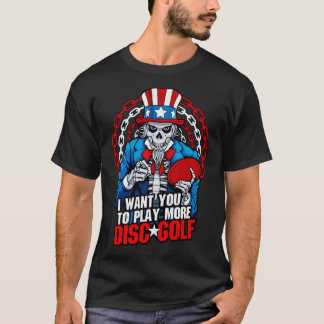 Play More Disc Golf Frolf Patriotic Goth USA Uncle T-Shirt
