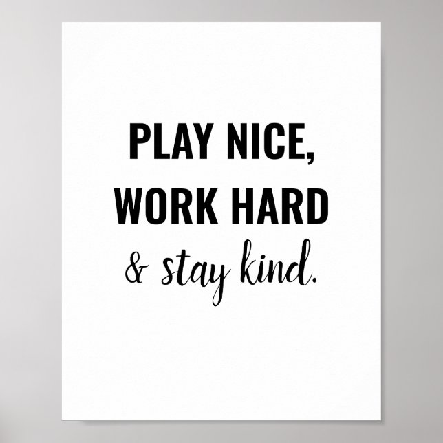 Play Nice Kid Playroom Sign Educational Poster (Front)