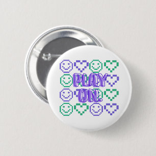 Play On & Gaming Style Pixelated Elements 2 Inch Round Button