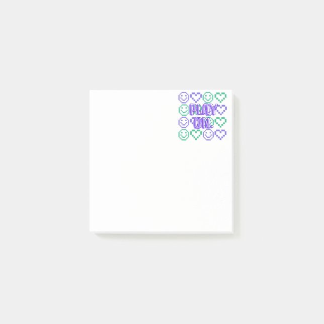Play On & Gaming Style Pixelated Elements Post-it Notes (Front)