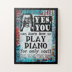 Play Piano - Funny Vintage Ad Jigsaw Puzzle
